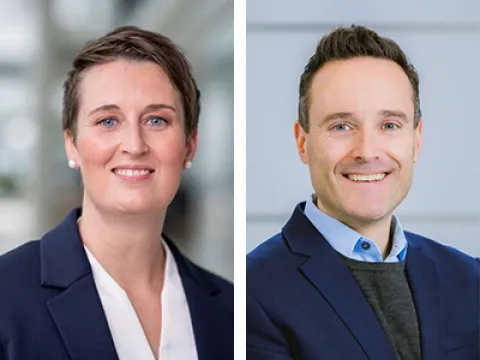 Senta Brandt, Head of Transformation und Gerrick Rodrigues, Global Head of IT, Rentschler Biopharma